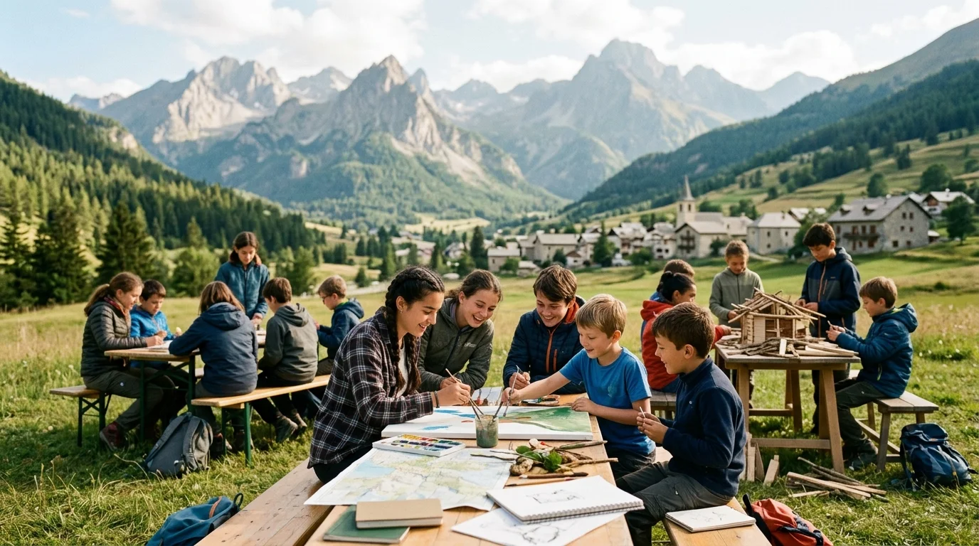 Youth participating in educational and outdoor learning activities organized by Association Vivre Jeune in Jausiers